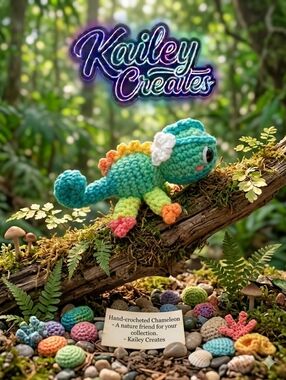 Handmade Crochet Chameleon Plush - Multicolor